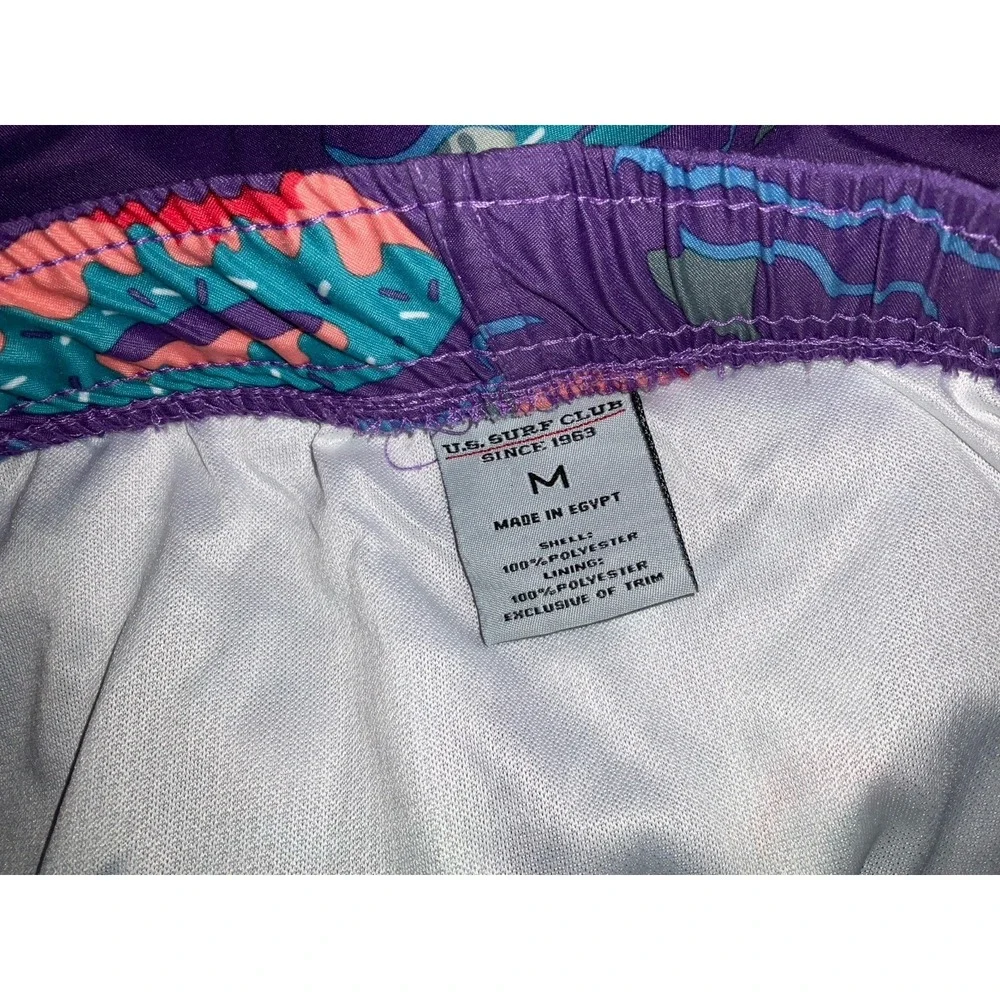 NWT Men's‎ U.S. Surf Club Oahu, Hawaii Shark Donut Floaty Purple Swim Trunks - M